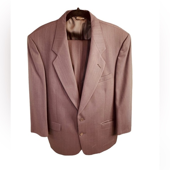 Pierre Cardin 2 Button Suit Jacket and Pants - Grey Pinstripe - Picture 1 of 17